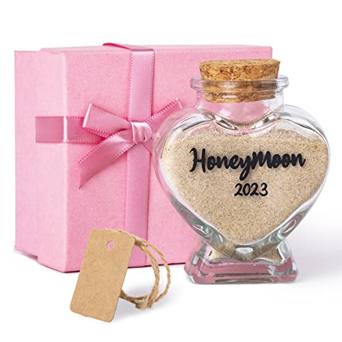 TUNGURIS Honeymoon Sand Keepsake Jar 2023，Bridal Shower Gift, Wedding Gift, Engagement Gift, Honeymoon Gift, Travel Gift for Couples, Newlywed, Fiance(Gift Box Includes) - 40ml Glass