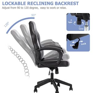 Office Chair, Ergonomic High Back Computer Chair Height Adjustable Desk Chair Faux PU Leather Chair with Armrest Padded and Lumbar Support, Black