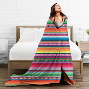 Mexican Blanket Serape Stripe Pattern Colorful Full Fleece Throw Cloak Wearable Blanket Flannel Fluffy Comforter Quilt Nursery Bedroom Bedding King Size Plush Soft Cozy Air Conditioner Blanket