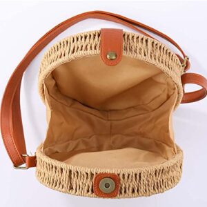 YXCXGO Straw Bag Women Shoulder Bags Summer Woven Rattan Bag Beach Purse Straw Crossbody Bag (Round)