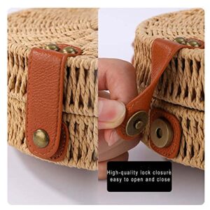 YXCXGO Straw Bag Women Shoulder Bags Summer Woven Rattan Bag Beach Purse Straw Crossbody Bag (Round)