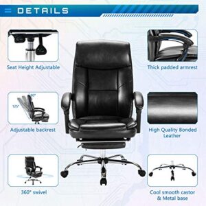 Office Chair, Ergonomic High Back Computer Chair with Reversible Footrest Height Adjustable Desk Chair, Black