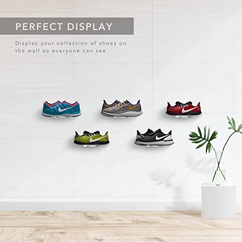 Clear Floating Shoe Display Shelf Wall Mounted Sneaker Shelves - 10 pack with screws, sticky tape, screwdriver and travel bag