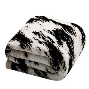 yiruio cheetah print throw blanket cozy warm super soft fuzzy knitted cream black for chair bed sofa couch travel gift (snow cheetah