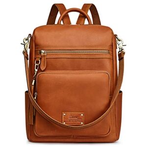 s-zone genuine leather women backpack purse vintage fashion shoulder bag travel schoolbag daypack with tassel luggage sleeve