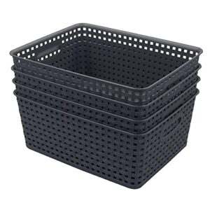 vababa pack of 4 weave plastic baskets, gray plastic storage basket