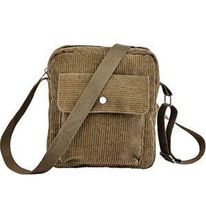 corduroy crossbody bag corduroy tote bag casual shoulder handbags purse crossbody with zipper pocket for women girls（green）