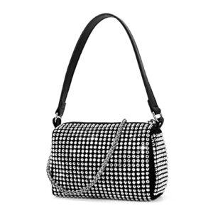 tanosii rhinestones evening bag crystals clutch women’s handbag bling bling purse party crossbody bag white