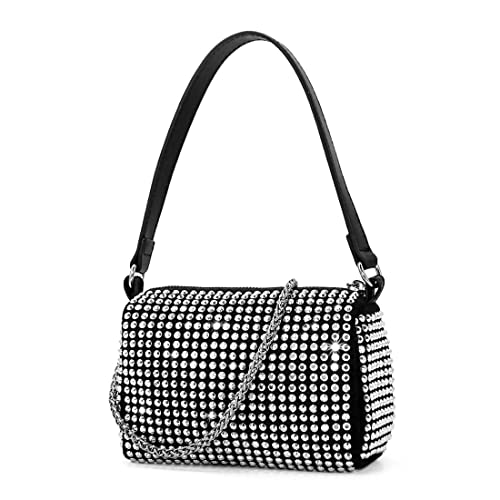 TANOSII Rhinestones Evening Bag Crystals Clutch Women's Handbag Bling Bling Purse Party Crossbody Bag White