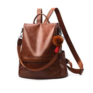 zgwj women’s backpack purse fashion leather anti-theft shoulder bags pu casual satchel bags travel bags (khaki)