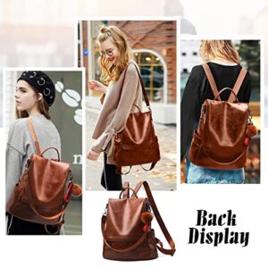 ZGWJ Women's Backpack Purse Fashion Leather Anti-theft Shoulder Bags PU Casual Satchel Bags Travel Bags (Khaki)