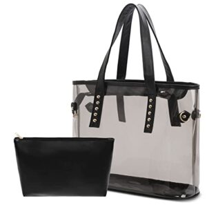 arnosoar clear tote bags handbag purse for women shoulder beach bag set large transparent black