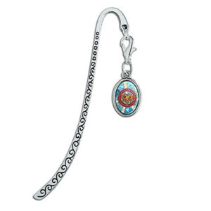 Flying Spaghetti Monster Stained Glass Metal Bookmark Page Marker with Oval Charm