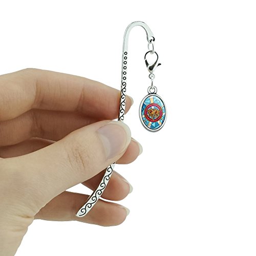 Flying Spaghetti Monster Stained Glass Metal Bookmark Page Marker with Oval Charm