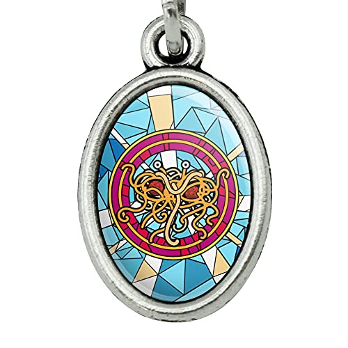 Flying Spaghetti Monster Stained Glass Metal Bookmark Page Marker with Oval Charm