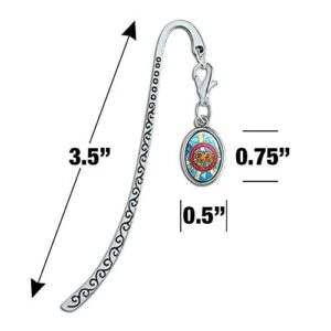 Flying Spaghetti Monster Stained Glass Metal Bookmark Page Marker with Oval Charm