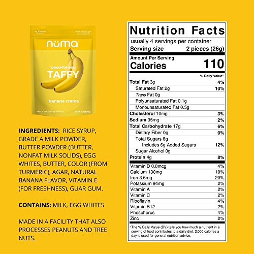 Healthy Banana Cream Taffy Candy – Low Sugar, High Protein, Low Calorie, All Natural, Gluten Free – 3 Bags with 8 Individually Wrapped Chews Each