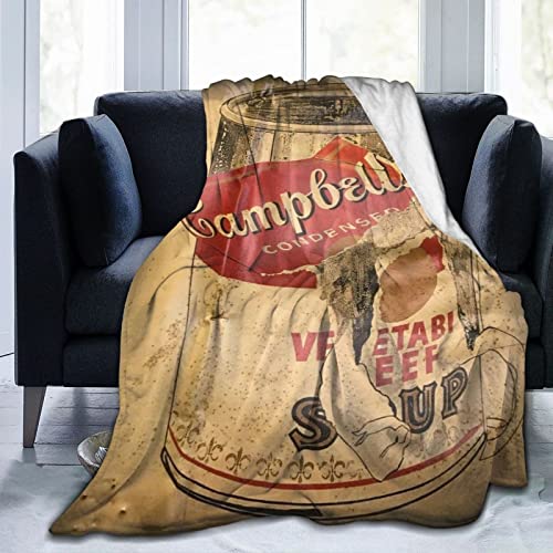 Campbell Soup Art Flannel Fleece Blanket Ultra Soft Warm Throw Lightweight Blanket Micro Fleece Blanket Home for Bed Couch Living Room All Seasons 80"x60"