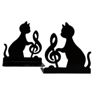 gepnuoqt book ends to hold books heavy duty,musical note cat bookends,2 piece set