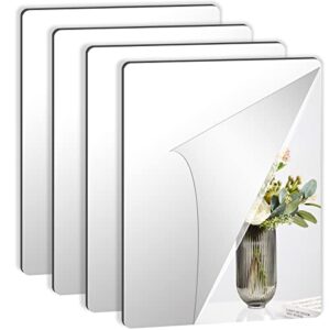junebrushs 4 pack self adhesive acrylic mirror, 12x 16 inch mirror tiles,flexible plastic mirror sheets wall stickers,2mm thick mirror,frameless small mirror