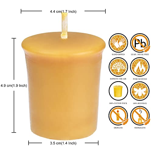 Pure Beeswax Votive Candles-6 Pack Natural Votives Set for Home Room Decor Party Wedding Spa Gift