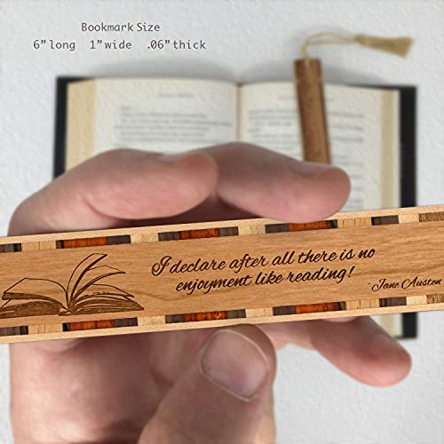 Jane Austen Reading Quote Engraved Wooden Bookmark - Also Available with Personalization Made in USA