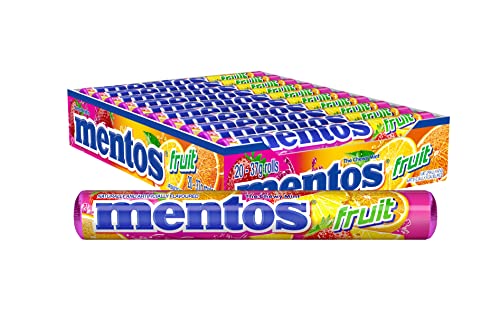 Mentos Candy, Mint Chewy Candy Roll, Fruit, Non Melting, Holiday, Party, Concessions, Office, 14 Pieces (Bulk Pack of 15) - Packaging May Vary