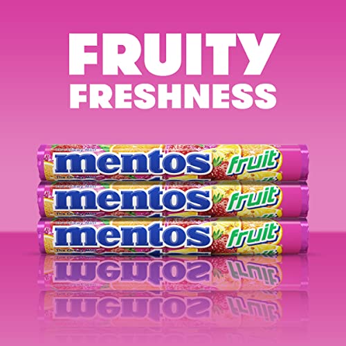 Mentos Candy, Mint Chewy Candy Roll, Fruit, Non Melting, Holiday, Party, Concessions, Office, 14 Pieces (Bulk Pack of 15) - Packaging May Vary