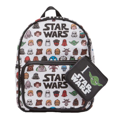 STAR WARS Disney’s All Over Print Faux Leather 10.5" White Women’s Mini Backpack Purse 2-Piece Set