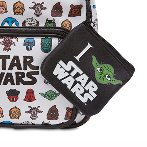 STAR WARS Disney’s All Over Print Faux Leather 10.5" White Women’s Mini Backpack Purse 2-Piece Set