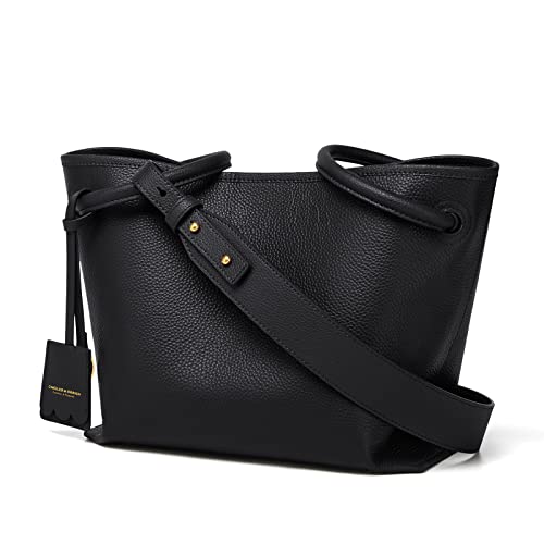 Cnoles Tote Bag For Women Leather Purses And Handbags Ladies Top Handle Large Soft Shoulder Satchel Hobo Crossbody Bucket Bags Black