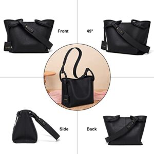 Cnoles Tote Bag For Women Leather Purses And Handbags Ladies Top Handle Large Soft Shoulder Satchel Hobo Crossbody Bucket Bags Black