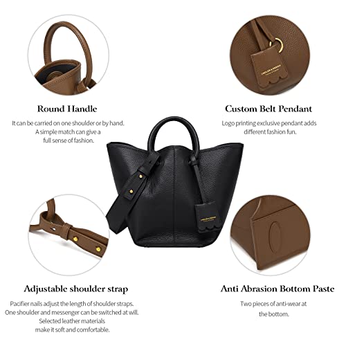 Cnoles Tote Bag For Women Leather Purses And Handbags Ladies Top Handle Large Soft Shoulder Satchel Hobo Crossbody Bucket Bags Black