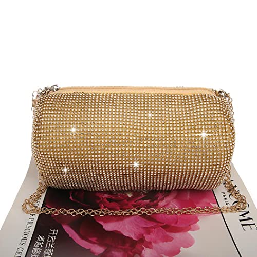 Rkrouco Rhinestone Purse Sparkly Bag Diamond Purses for Women Evening Prom Rhinestone Handbag Hobo Bag-Gold