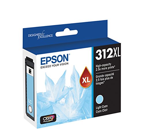 EPSON T312 Claria Photo HD -Ink High Capacity Light Cyan -Cartridge (T312XL520-S) for select Epson Expression Photo Printers