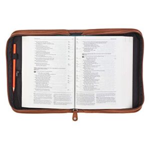 Faith Full Grain Leather Bible Book Cover in Saddle Tan, Large