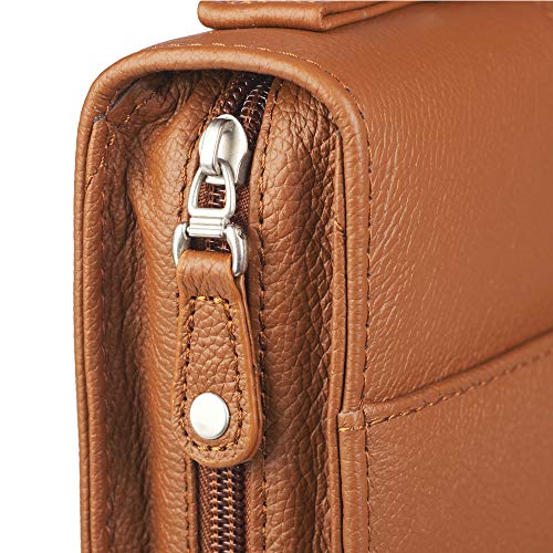 Faith Full Grain Leather Bible Book Cover in Saddle Tan, Large
