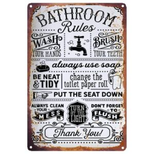 clysla funny bathroom metal sign decor vintage bathroom rules tin sign wall decor for home bathroom decor 8×12 inch