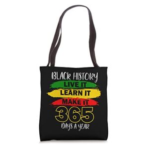 black history month 365 african american heritage tote bag
