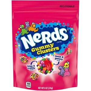 nerds rainbow gummy clusters candy – resealable 8 ounce bag |easter gift basket candy| easter egg filler