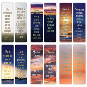 NewEights Famous Verses and Quotes on Patience Bookmarks (12-Pack) – Daily Motivational Card Set – Epic Collection Set Book Page Clippers – Cool Gifts for Men, Women – Bible Verses Sayings