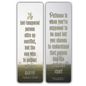 NewEights Famous Verses and Quotes on Patience Bookmarks (12-Pack) – Daily Motivational Card Set – Epic Collection Set Book Page Clippers – Cool Gifts for Men, Women – Bible Verses Sayings