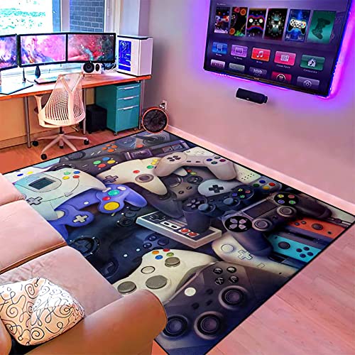 Boys Gaming Rug, Room Rugs for Bedroom, Gaming Room Decor Rug Gamer Carpets Throw Rugs Washable Bedroom Home Anti-Skid Floor Polyester Mat, 47"X63"