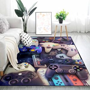 Boys Gaming Rug, Room Rugs for Bedroom, Gaming Room Decor Rug Gamer Carpets Throw Rugs Washable Bedroom Home Anti-Skid Floor Polyester Mat, 47"X63"