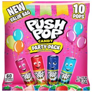 push pop individually wrapped lollipop variety party pack – 10 count lollipop suckers in assorted flavors – fun candy for parties and celebrations
