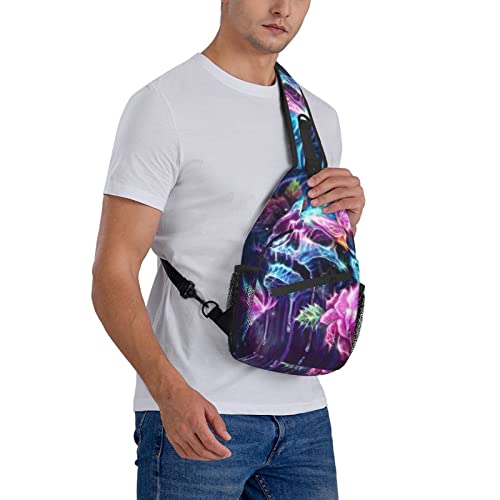 AMRANDOM Casual colorful skulls Sling Bag Casual Chest Package With Adjustable Strap Anti-Theft Sling Bags Shoulder Backpack Waterproof Sling Bag