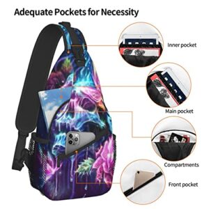 AMRANDOM Casual colorful skulls Sling Bag Casual Chest Package With Adjustable Strap Anti-Theft Sling Bags Shoulder Backpack Waterproof Sling Bag