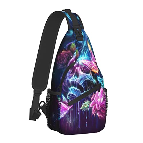 AMRANDOM Casual colorful skulls Sling Bag Casual Chest Package With Adjustable Strap Anti-Theft Sling Bags Shoulder Backpack Waterproof Sling Bag