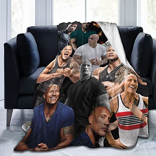 Throw Blanket Collage Dwayne Douglas Johnson Blanket Anti-Pilling Flannel Blanket for Men/Women Home Decor 50"×40"