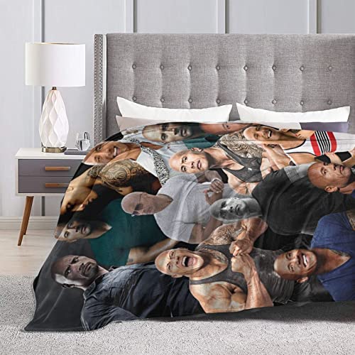 Throw Blanket Collage Dwayne Douglas Johnson Blanket Anti-Pilling Flannel Blanket for Men/Women Home Decor 50"×40"